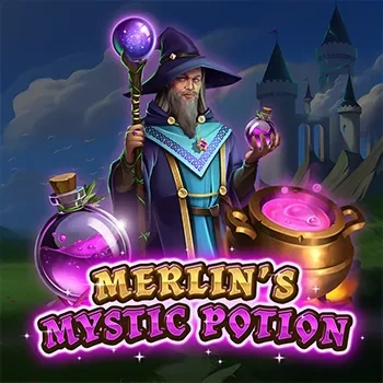 Merlin’s Mystic Potion – slot game cover with wizard and magic potions