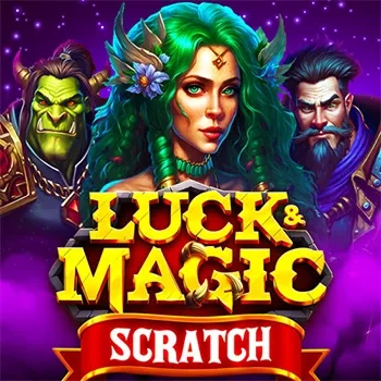 Luck and Magic Scratch – fantasy-themed scratch card game with orc, wizard, and green-haired sorceress